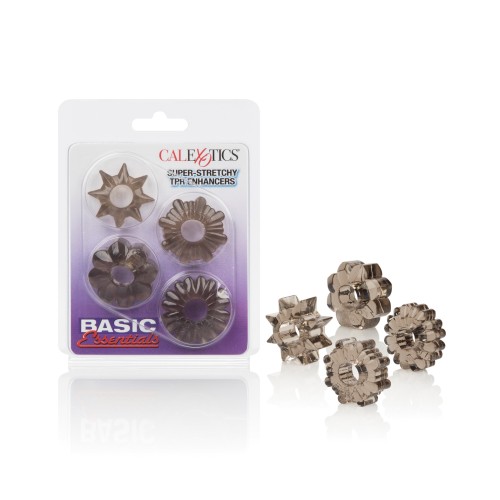 Basic Essentials Rings Smoke Set of 4