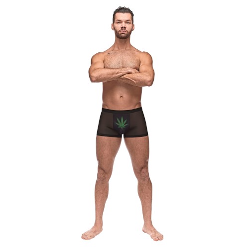 Private Screening Black Pot Leaf Pouch Shorts
