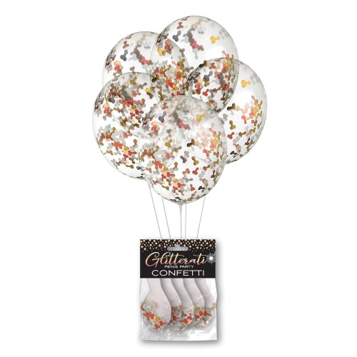 Globos Glitterati de Fiesta en Forma de Pene - Paquete de 6