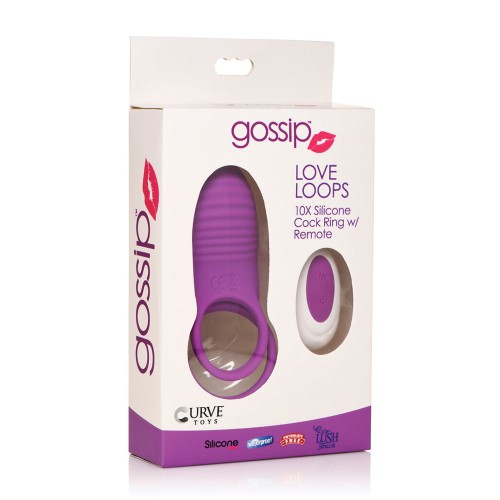 Curve Toys Gossip Love Loops 10X Vibrating Cock Ring with Remote