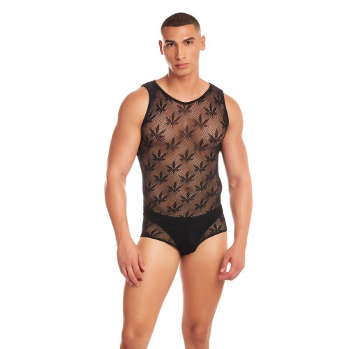 Rainbow Party Night Blaze Singlet Set with Thong Black L/XL