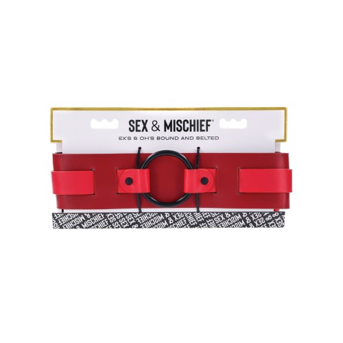 Sex & Mischief Ex's & Oh's Bound & Belted - Red/Black - Bondage Essentials