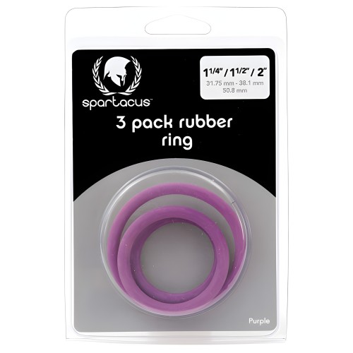 Spartacus Rubber Cock Ring Set - Purple Pack of 3