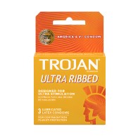 Trojan Ultra Ribbed Condoms - Box of 3