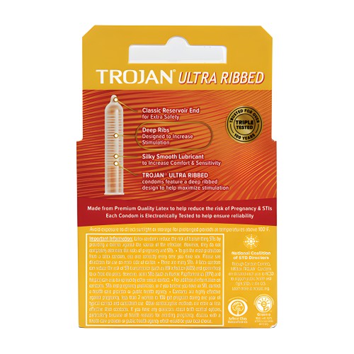 Trojan Ultra Ribbed Condoms - Box of 3