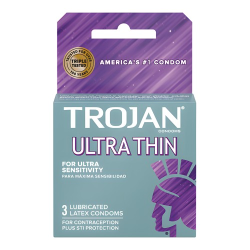 Condones Lubricados Ultra Delgados Trojan - Caja de 3