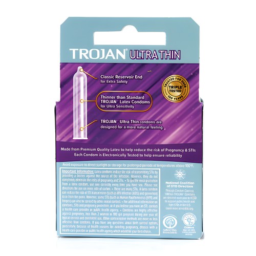 Condones Lubricados Ultra Delgados Trojan - Caja de 3
