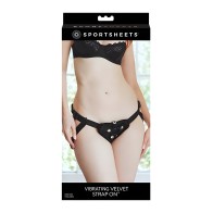 Arnés de Terciopelo Vibrante Sportsheets con Bullet - Negro