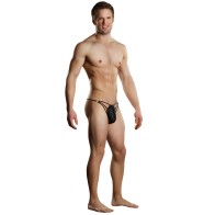 G-string Male Power con Correas y Anillos Negro L/XL