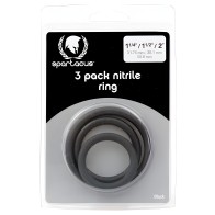 Juego de Anillos para Cock Nitrilo Spartacus - Negro Paquete de 3