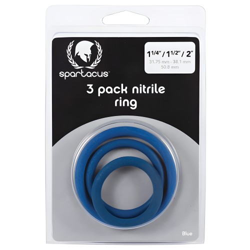Spartacus Nitrile Set de Anillos para Pene - Azul Pack de 3