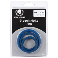 Spartacus Nitrile Set de Anillos para Pene - Azul Pack de 3