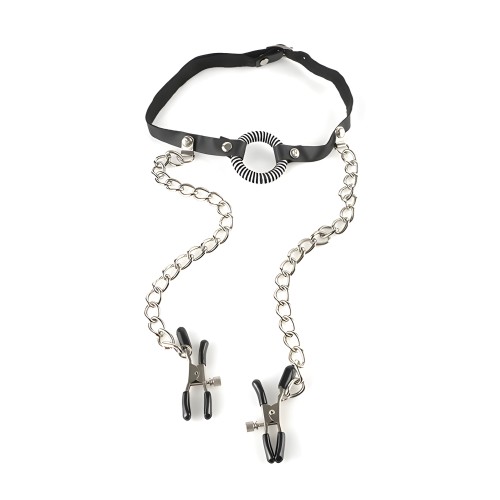 Fetish Fantasy Series O-Ring Gag w/Nipple Clamps