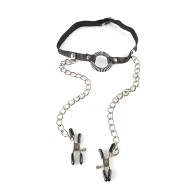 Fetish Fantasy Series O-Ring Gag w/Nipple Clamps