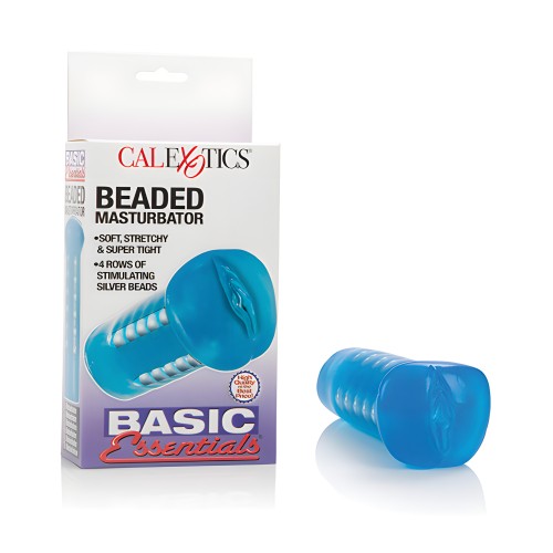 Basic Essentials Blue Masturbator - Ridged Chamber & Beads