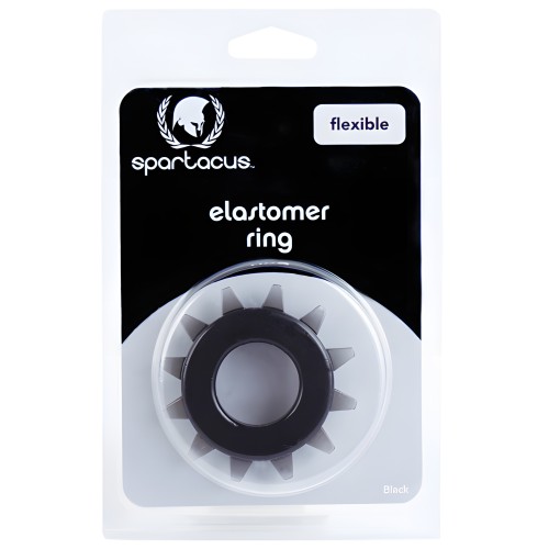 Anillo de Pene Stud de Elastómero Spartacus - Negro