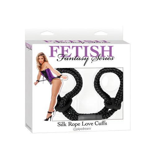 Fetish Fantasy Series Silk Rope Love Cuffs - Black - Fetish Fantasy Series