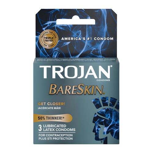 Trojan Bareskin Condoms - Box of 3
