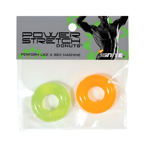 Anillo de Pene de Estiramiento Ignite Power - Naranja/Verde Pack de 2