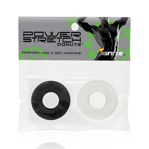 Anillo para el Pene Power Stretch Ignite - Claro/Negro Paquete de 2