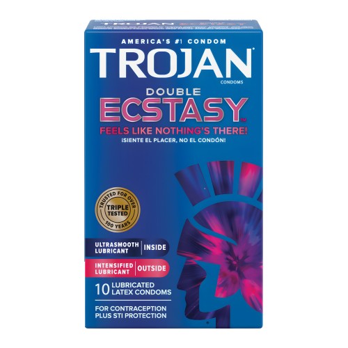 Preservativos Trojan Double Ecstasy - Caja de 10