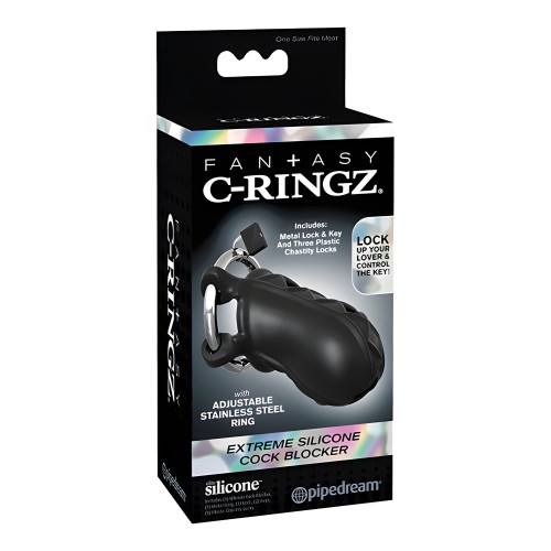 Fantasy C-Ringz Extreme Silicone Cock Blocker - Negro
