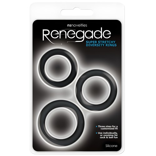 Renegade Anillos de Diversidad - Negro Pack de 3