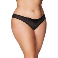Tanga sin Crotch con Perlas Negro 3X/4X