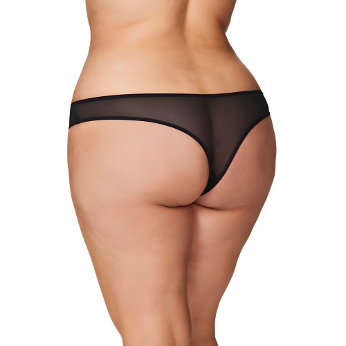 Tanga sin Crotch con Perlas Negro 3X/4X