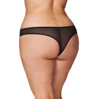 Tanga sin Crotch con Perlas Negro 3X/4X