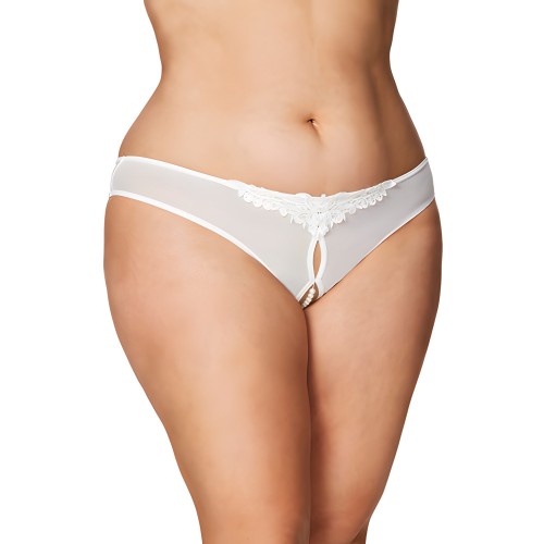 Tanga Sin Crotch con Perlas Blanca 1X/2X