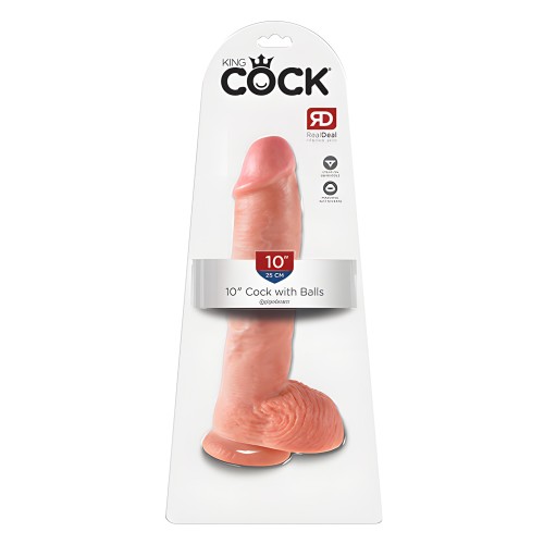 King Cock 10" Pene con Testículos - Carne