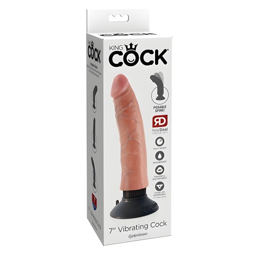 Pene Vibrador King Cock de 7" - Carne