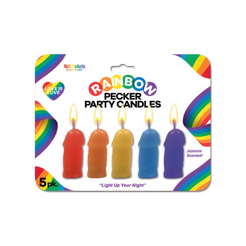 Velas de Fiesta Rainbow Pecker - Pack de 5