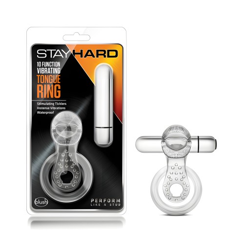 Anillo Vibrador para Lengua Blush Stay Hard - 10 Funciones Transparente