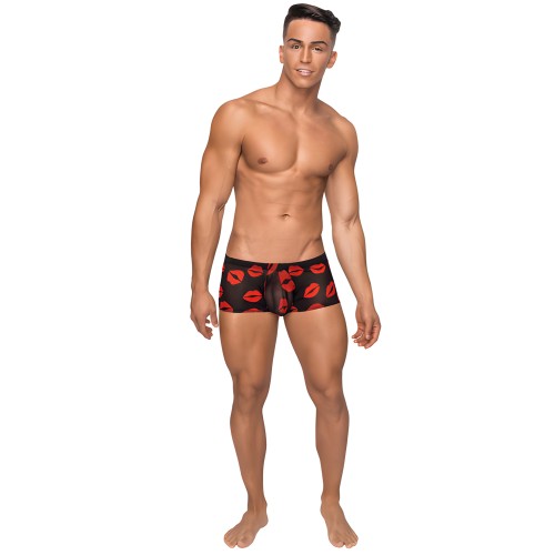 Short Mini de Malla Elástica Kiss Me - Negro y Rojo XL