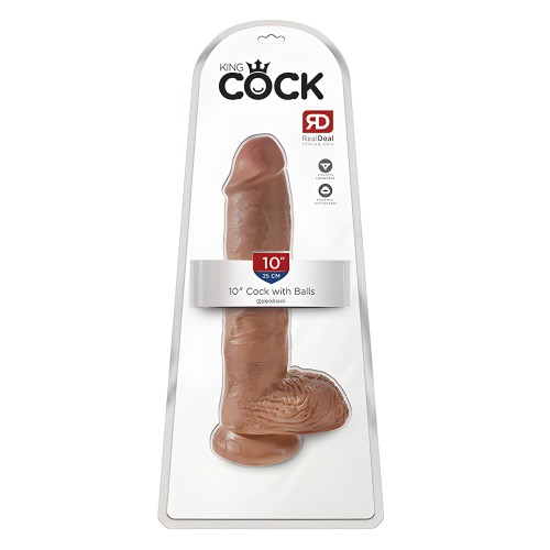 King Cock 10" Cock with Balls - Tan