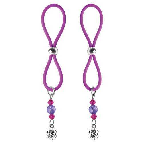 Halos de Pezón Bijoux de Nip con Encanto de Flor - Púrpura