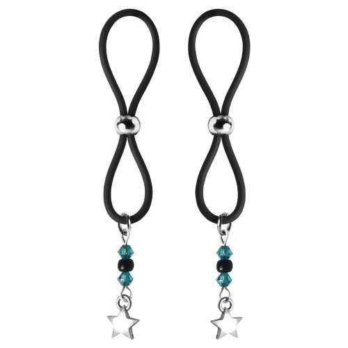 Bijoux de Nip Halos de Pezón con Encanto de Estrella - Turquesa/Negro