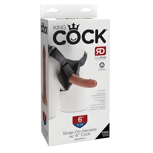 King Cock Strap-On Harness w/6" Cock - Tan