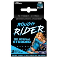Lifestyles Rough Rider Studded Condom Pack - Pack of 3