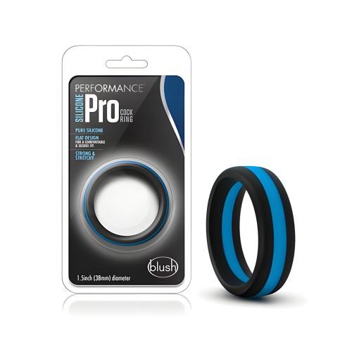 Silicone Go Pro Cock Ring - Black/Blue