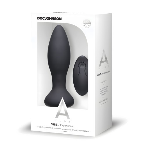 A Play Rechargeable Silicone Experienced Anal Plug w/Remote - Black