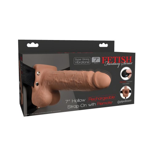 7" Hollow Rechargeable Strap-On - Tan