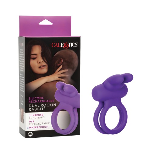 Aumentador Rockin' Rabbit de Silicona Recargable - Morado | Aumentadores para Parejas