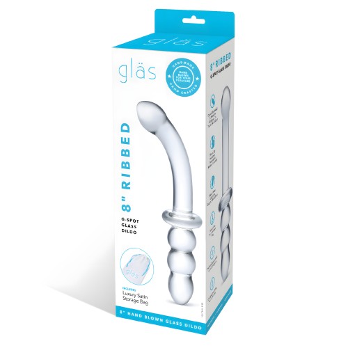 Glas Dildo de Vidrio de 8" con Estrías para G-Spot