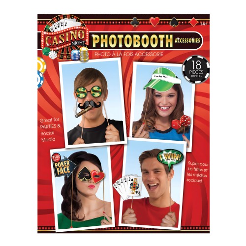 Kit de Props para Cabina de Fotos Casino - Set de 18 pcs