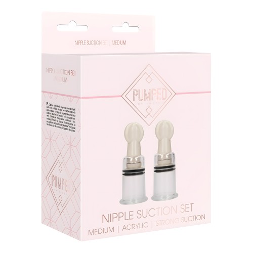 Shots Pumped Nipple Suction Set - Medium Clear