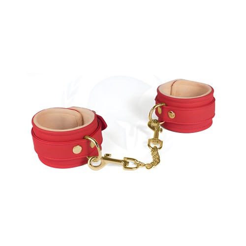 Spartacus PU Ankle Cuffs w/Plush Lining - Red