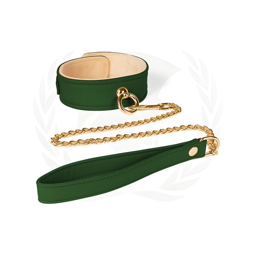 Spartacus PU Collar & Chained Leash - Green